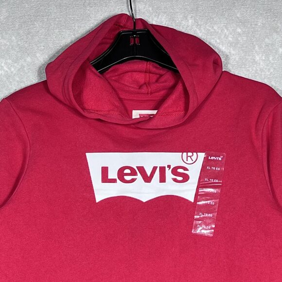 Levi's Sweatshirt Boys Kids Size X-Large Red Long Sleeve Pullover Hoodie - Picture 2 of 16